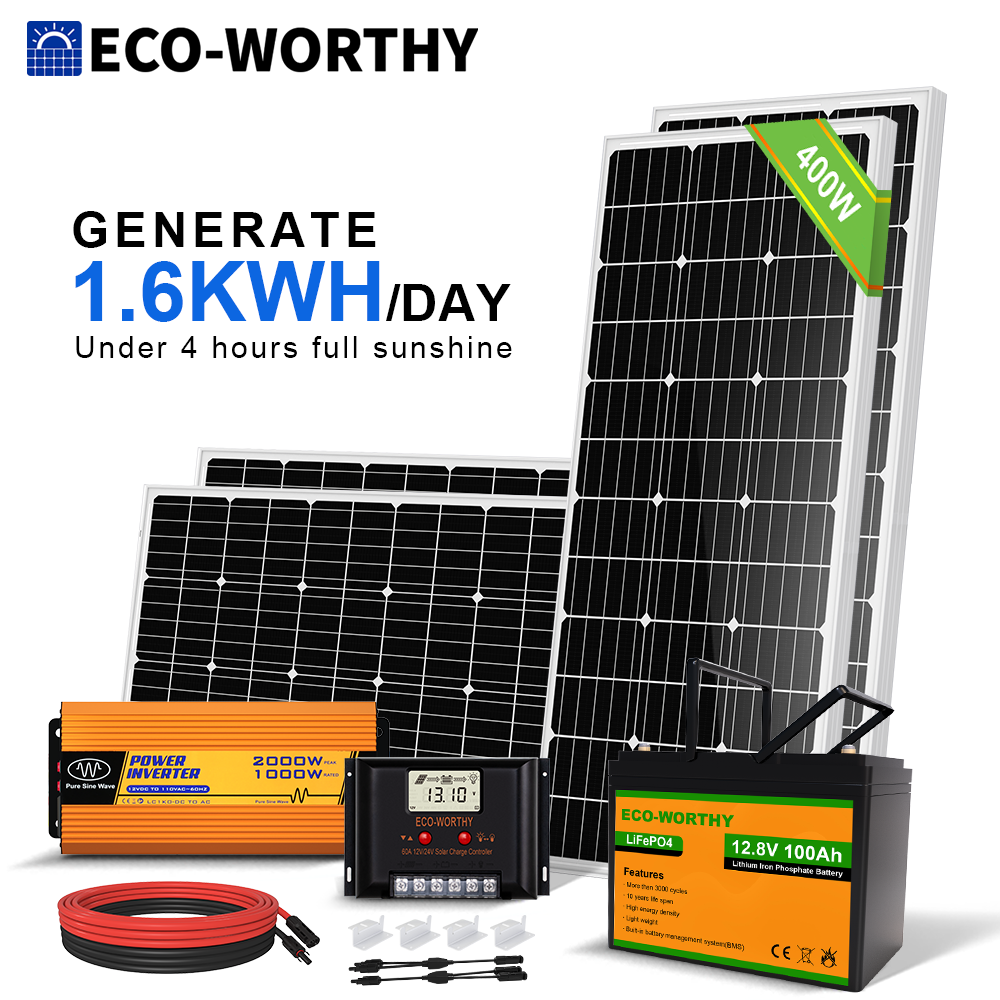 ECO-WORTHY 1200W Complete Solar Panel Kit with 2.4KWh