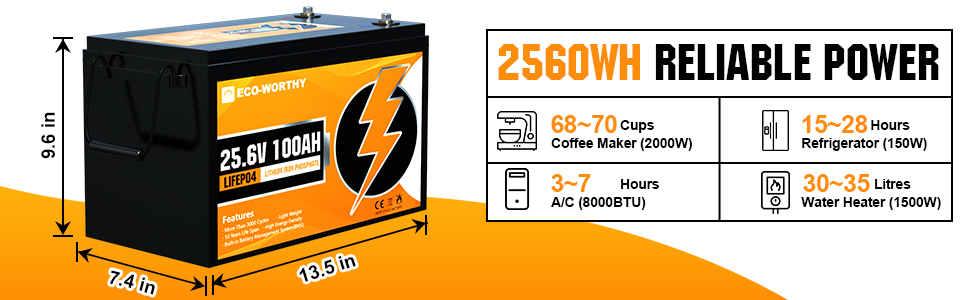 Batteria Al Litio LiFePO4 ECO-WORTHY 12V 8Ah - 15000 Cicli, BMS Integrato, Per Campeggio E Solar - Foto 9