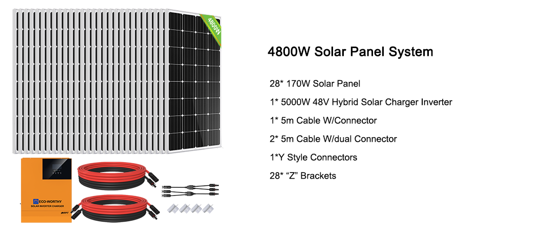 ECO-WORTHY 4800W 5000W MPPT Solar Panel Kit Complete System & Lithium  Battery