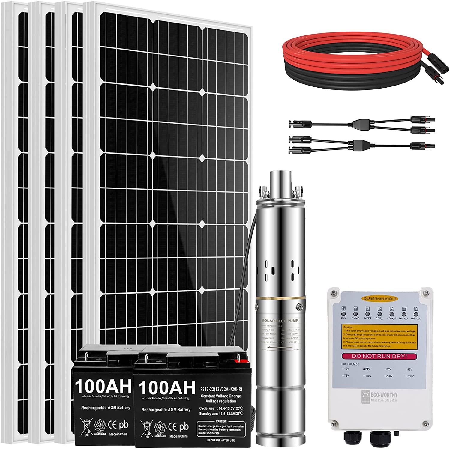 ECO-WORTHY 24V Water Submersible Well Pump Kit Solar Water Pump 400W S