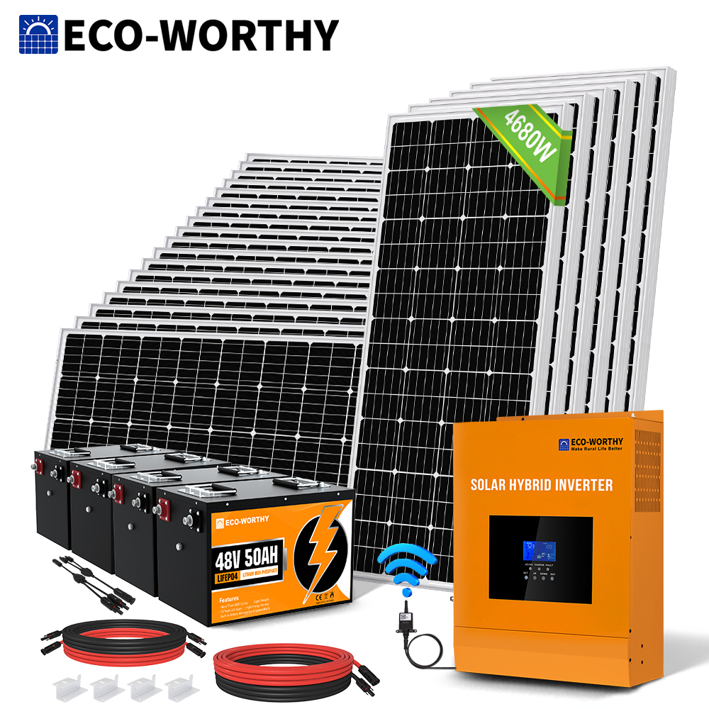 ECO-WORTHY 150W 300W 600W 1000W Watt Black Design Mono Solar Panel 12V Off  Grid