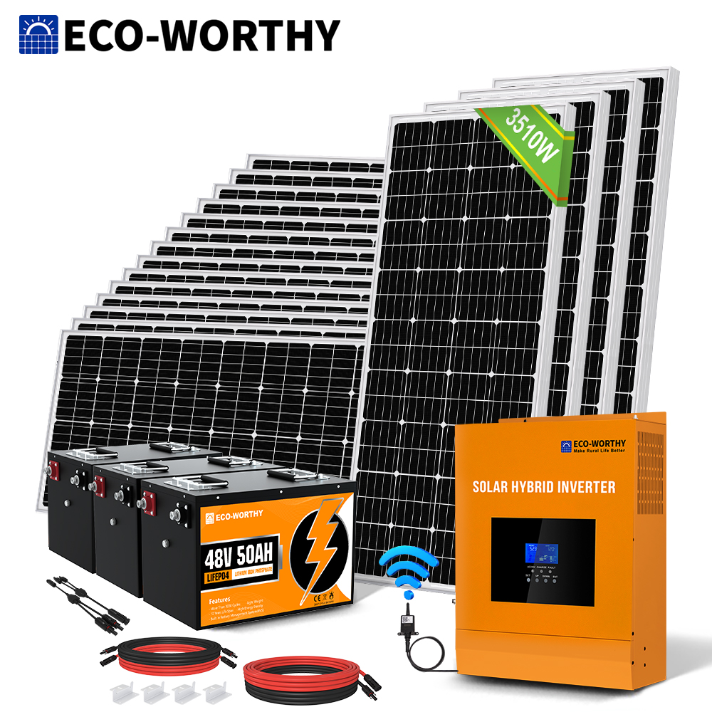 ECO-WORTHY 4.8KWH Solar Power Complete Kit 1200W 24V with Lithium