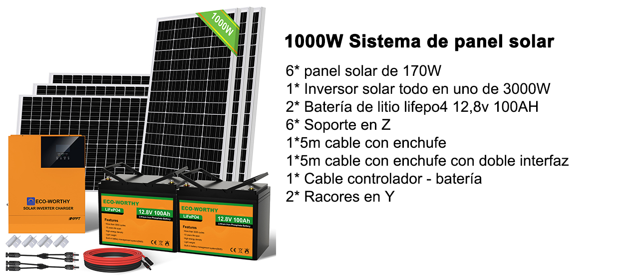 Eco Worthy Kit De Panel Solar Eco Worthy De W Con Inversor Solar De Onda Sinusoidal Pura De