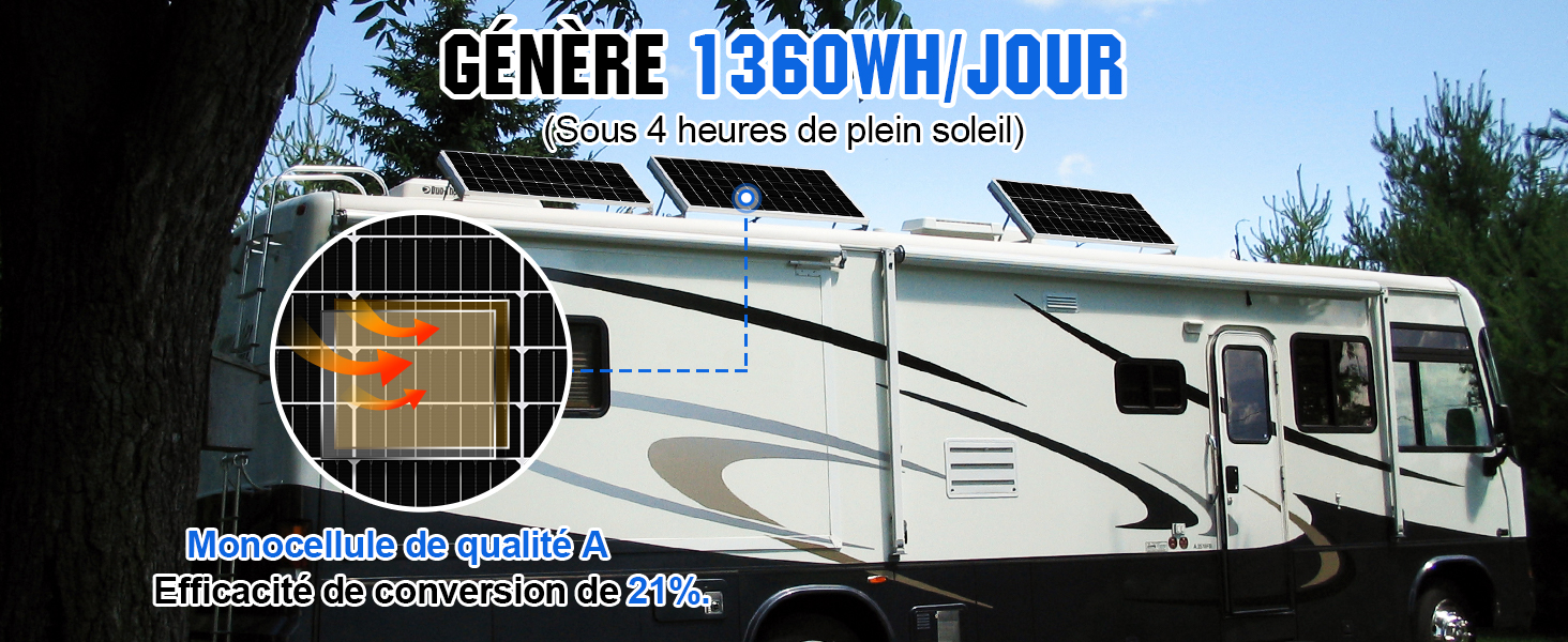 ECO-WORTHY Panneau solaire 340 Watts 12 Volts Module ...