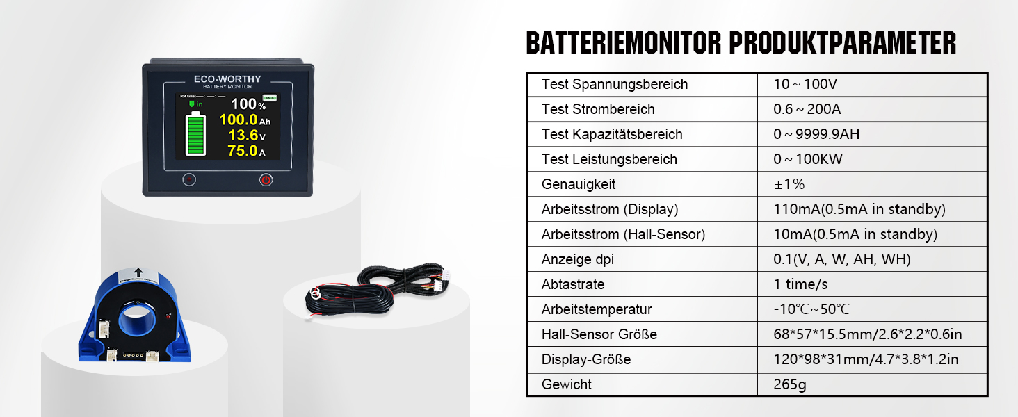 200A Battery Monitor mit Hall-Sensor für AGM und Lithium Batterien