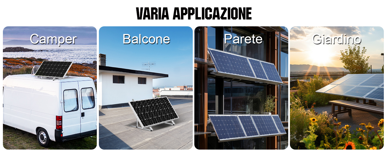 Supporto ECO-WORTHY Per 4 Pannelli Solari 100-600W – Inclinazione Regolabile 30-45° In Acciaio Zincato