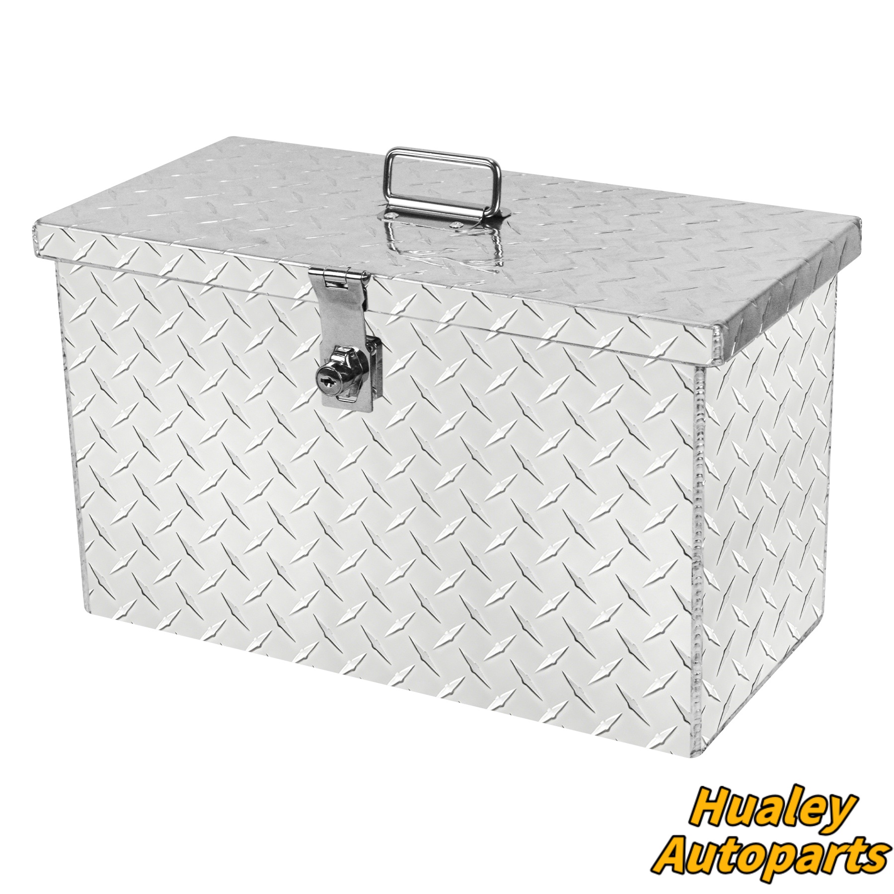 Silver Diamond Plate Aluminum 16×7.5x10Inch Toolbox for Trailer, Truck and RV