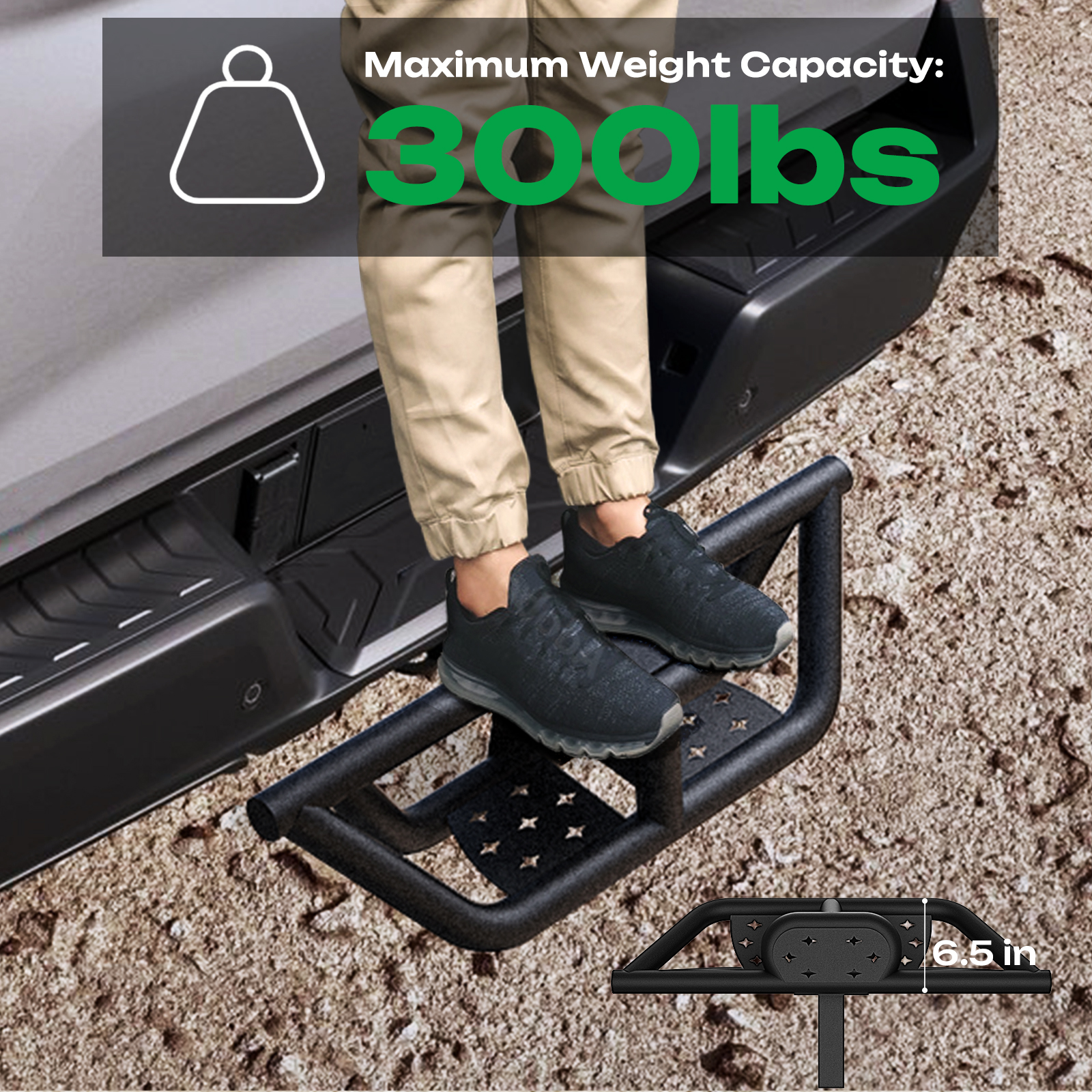 2-Inch Receiver Hitch Step Bar – Arrow-Shaped, 18.5" Wide, 350 Lb Capacity
