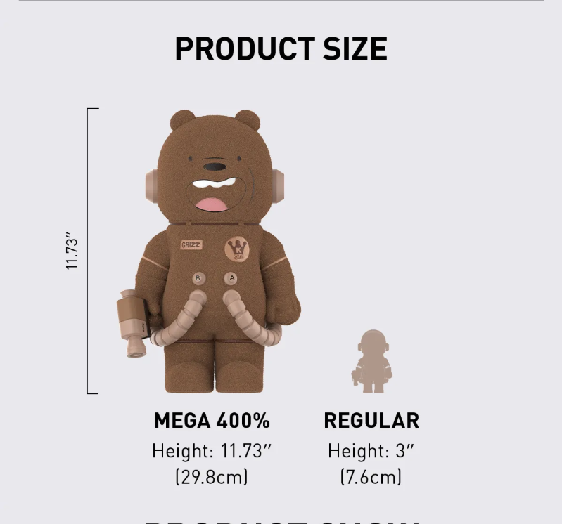 100% Authentic MEGA SPACE MOLLY 400% WE BARE BEARS Art Trendy Gift