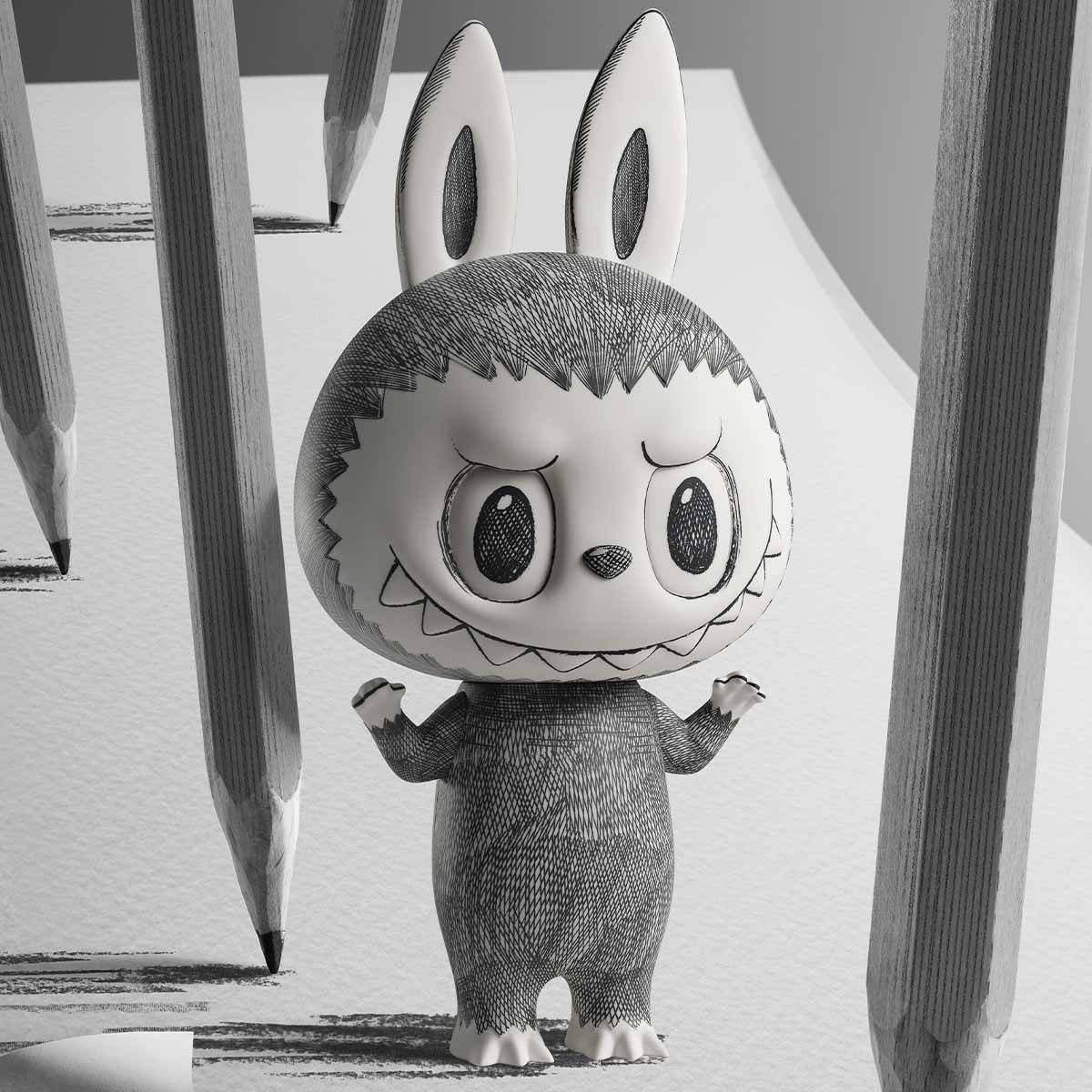 100% Sketch Mega Labubu 400% Action Figure Toys Model Gift Collect