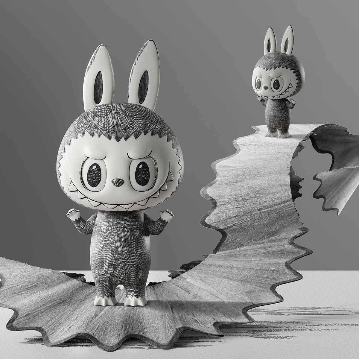 100% Sketch Mega Labubu 400% Action Figure Toys Model Gift Collect