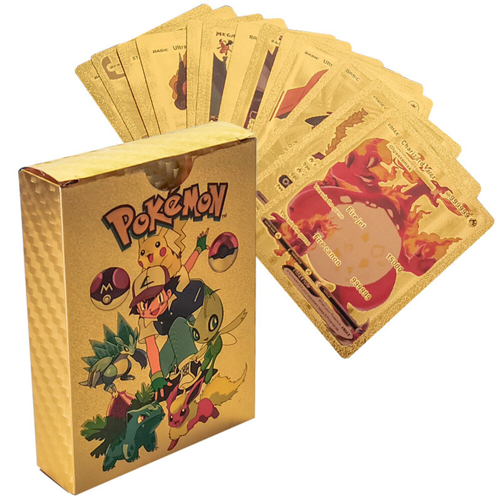 55Pcs Pokemon Karten /Gold/Schwarz/Silber Sammelkarten Kartenspiele Cardspiele
