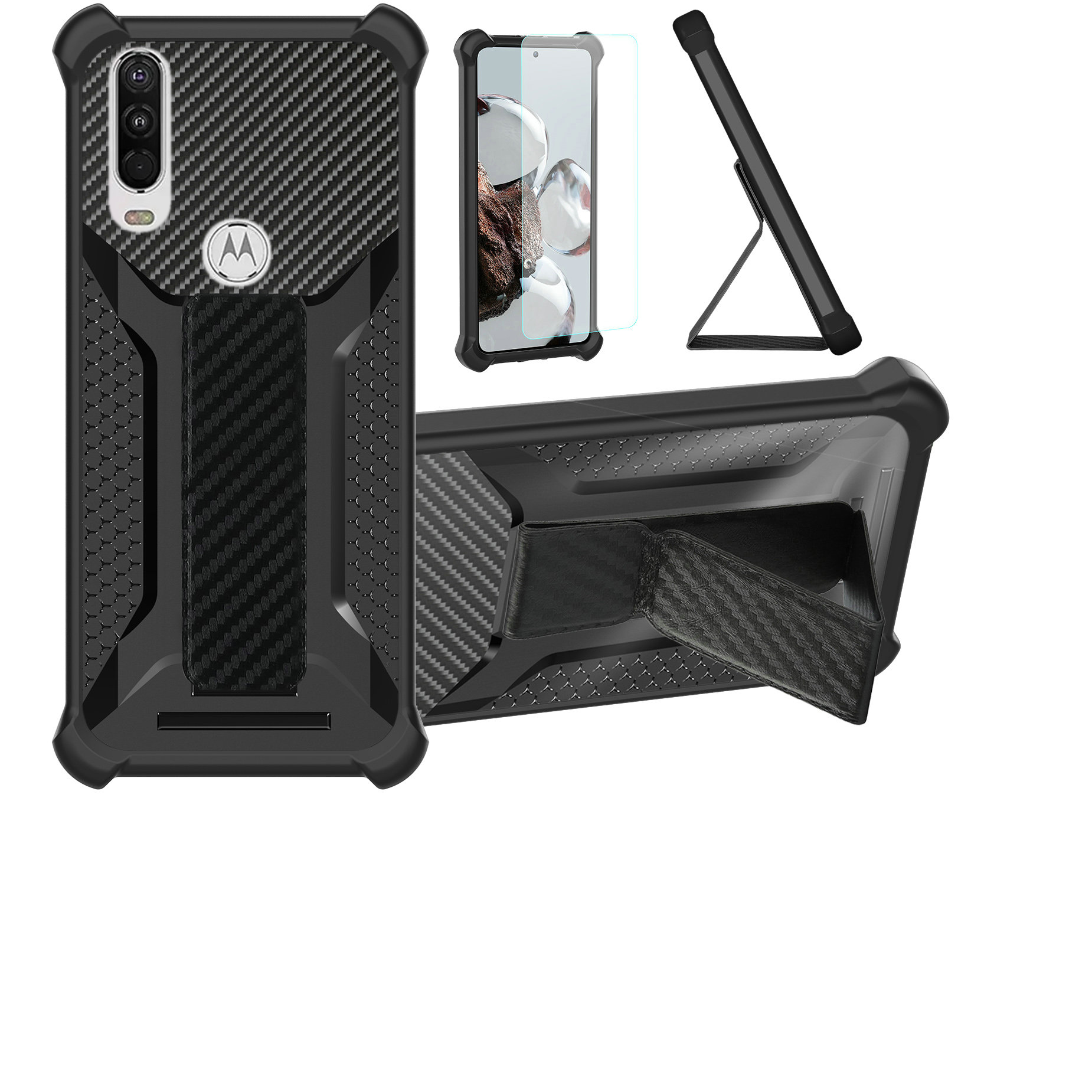 for moto One Action Phone Case Cover Glass Screen Protector A1