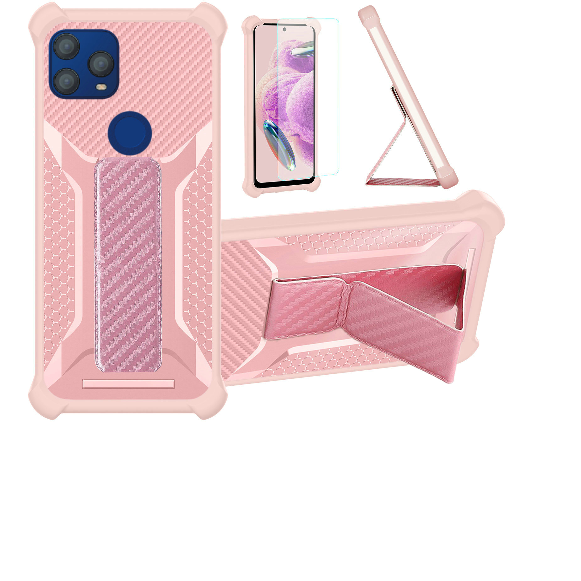 Case for PCD P63L Bengal Case Compatible with PCD P63L Phone Case Cover [with Tempered Glass Screen Protector][PC TPU 2 in 1][Ring Support] [Luminous Effect] YGL-LHD