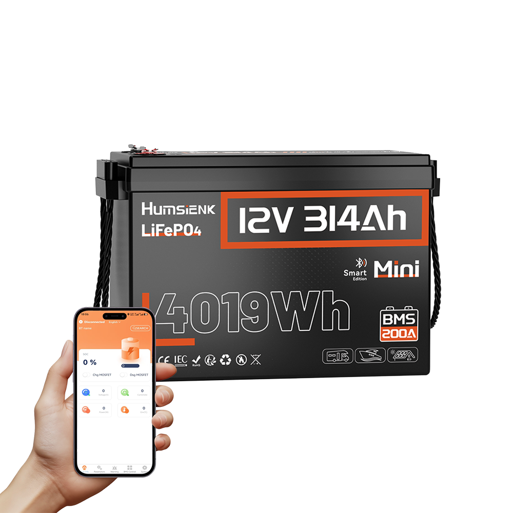 Humsienk 12V 300Ah 314Ah 320Ah LiFePO4 Battery 200A BMS Solar Camping Off-Grid