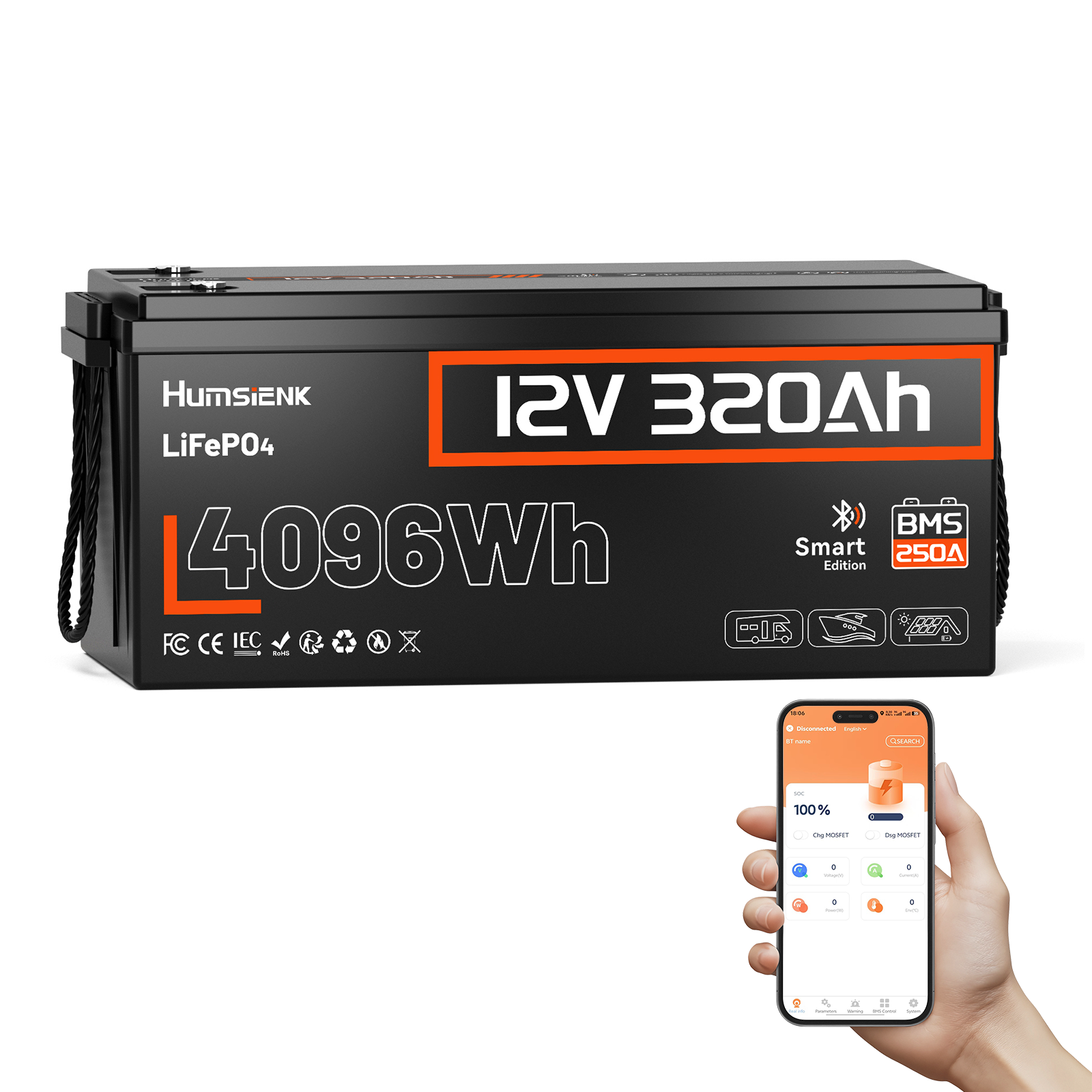 1/2/3/4 Pack 12V 320Ah 300Ah LiFePO4 Battery 250A BMS Solar Motors Off-Grid UPS