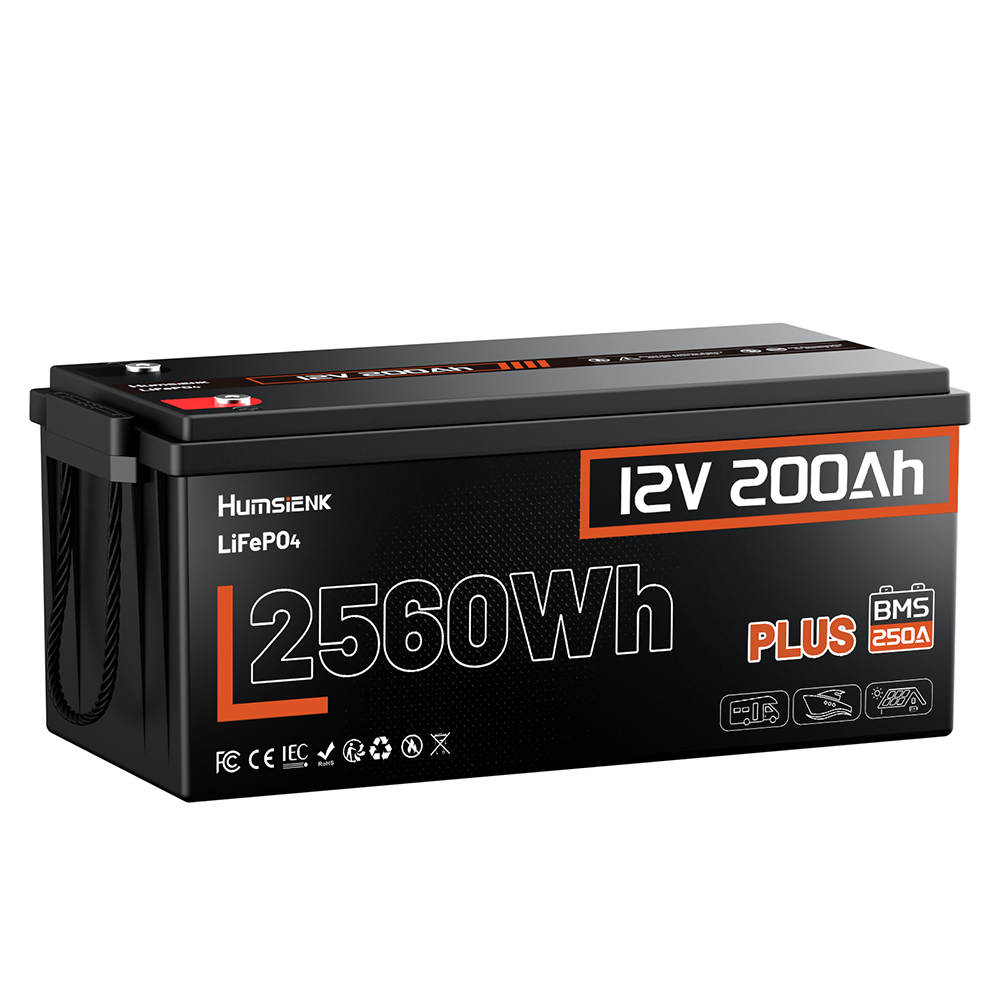 Pack 12V 200Ah Plus LiFePO4 Lithium Battery 2560Wh 250A BMS Off-Grid Marine RVs