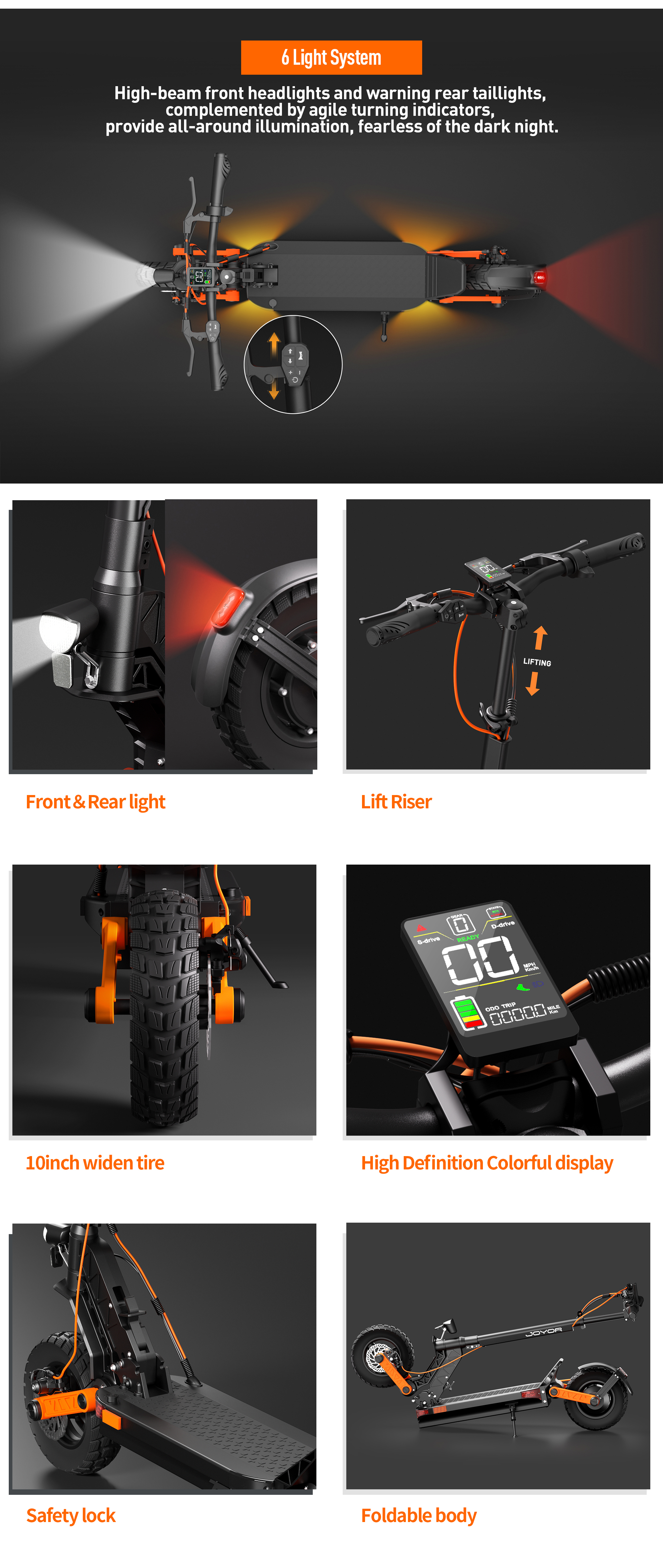 JOYOR S5-Z Dual suspension Foldable Electric scooter 48V 10