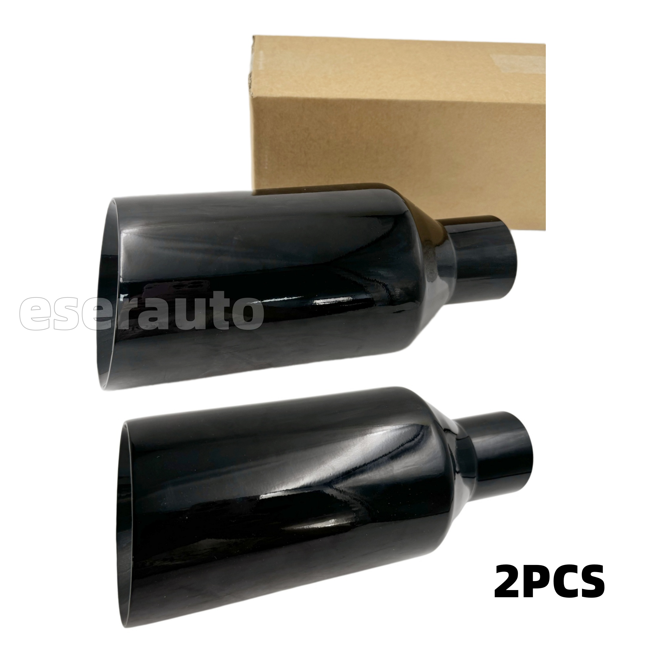 2X Exhaust Tip 5" Big 2.5" Inlet 12" L ANGLE DOUBLE WALL for Dodge Durango