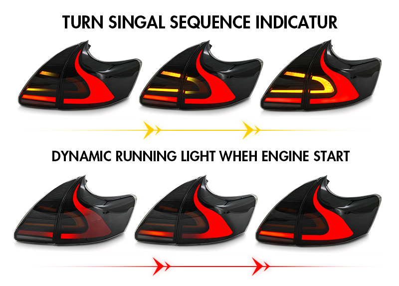 2X Upgrade LED Tail Lights For Toyota Venza 2009-2016 Smoked Rear