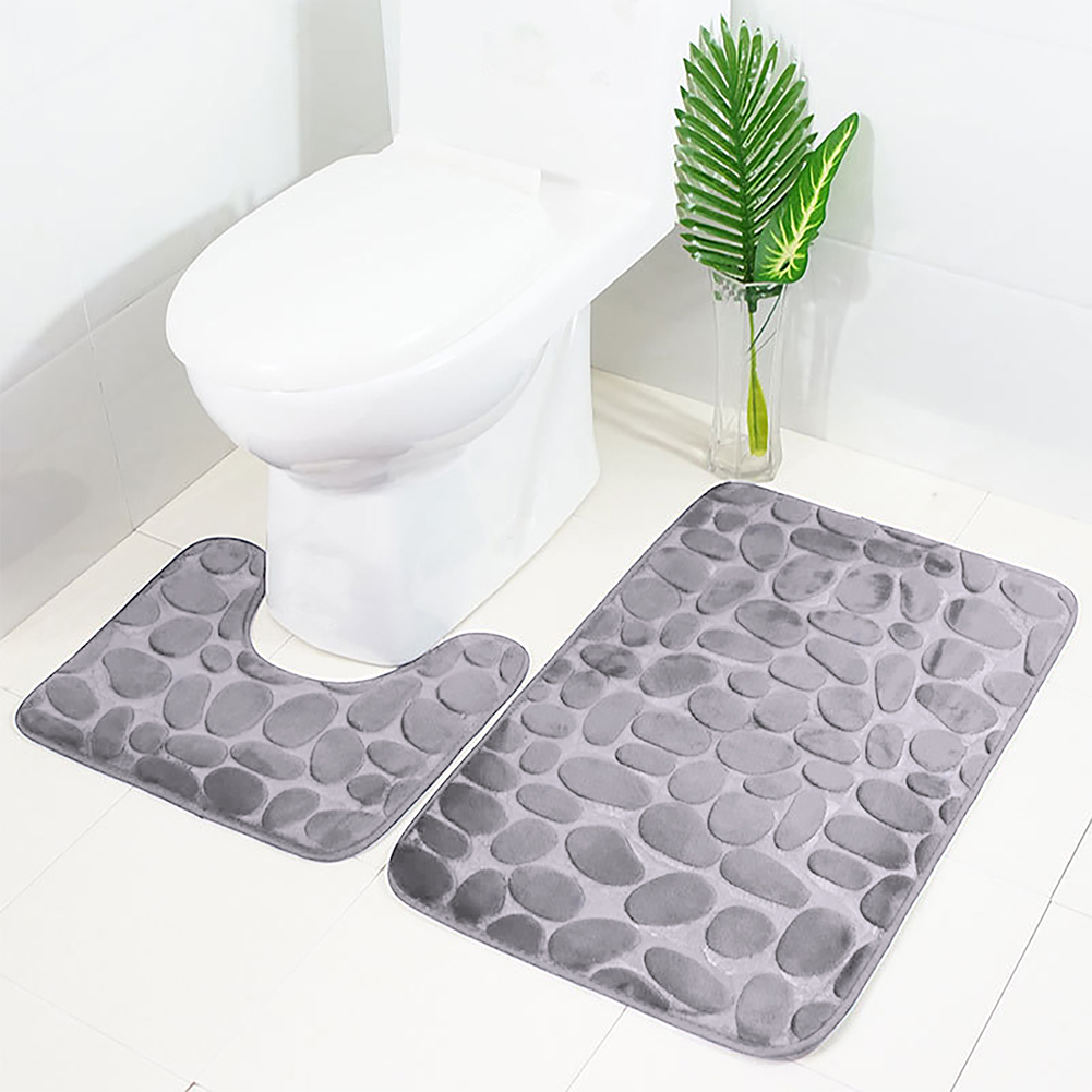 2 Teilig Badgarnitur Badezimmer Set Dusch Bade Matte WC Duschvorleger Duschmatte 