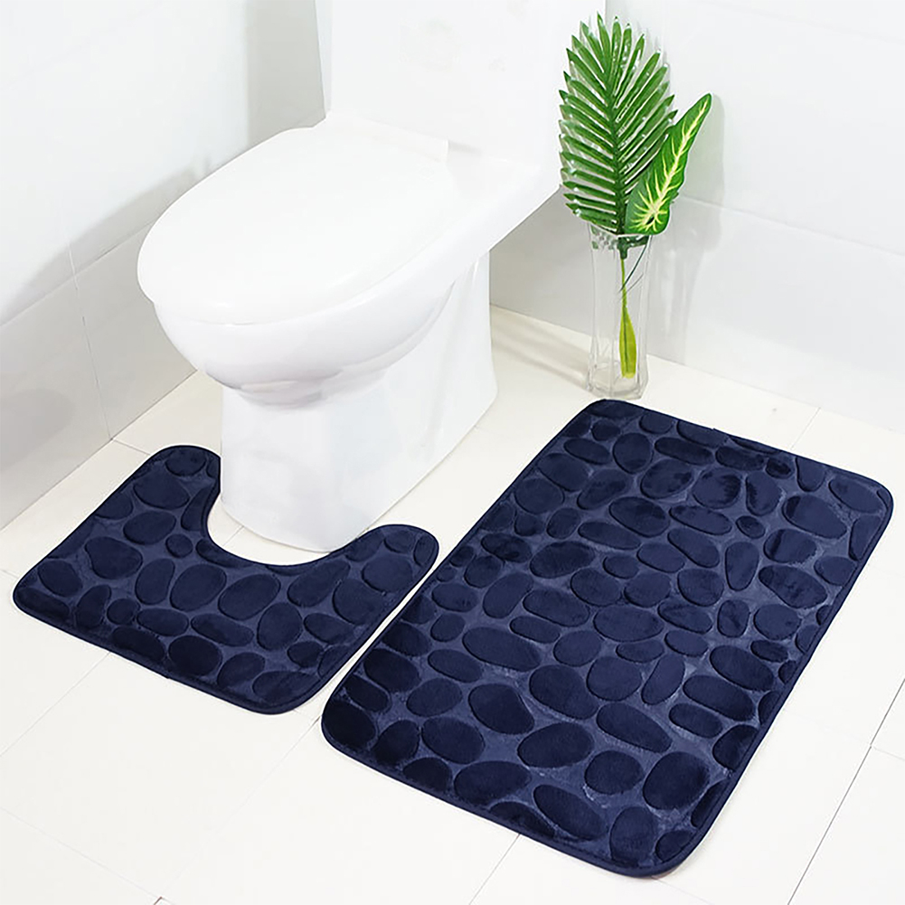 3 Teilig Badezimmer Matte Set Dusch Bade Matte Vorleger Teppich WC Badgarnitur 