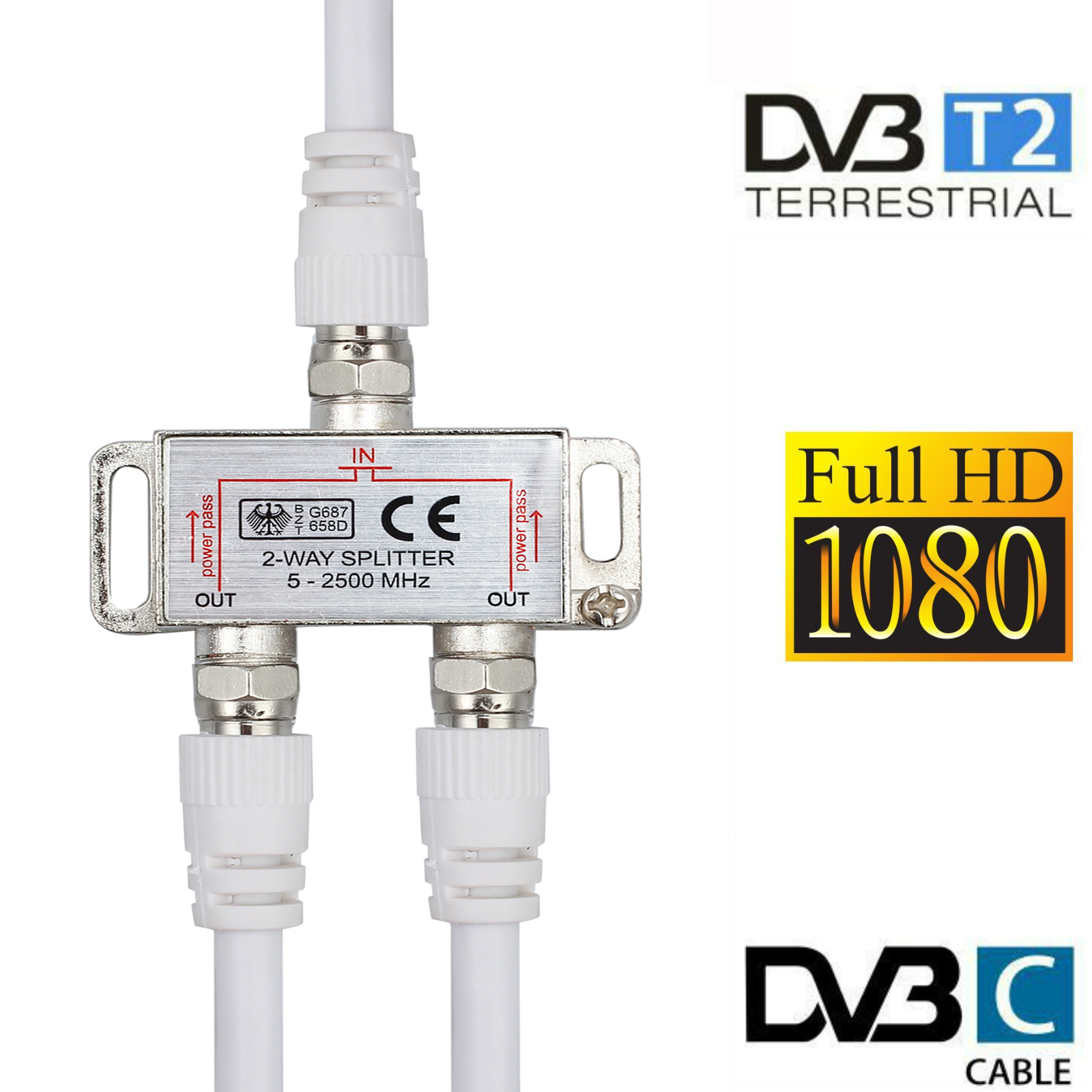 2 fach TV Antennenverteiler/Verteiler TV BK SAT Splitter F