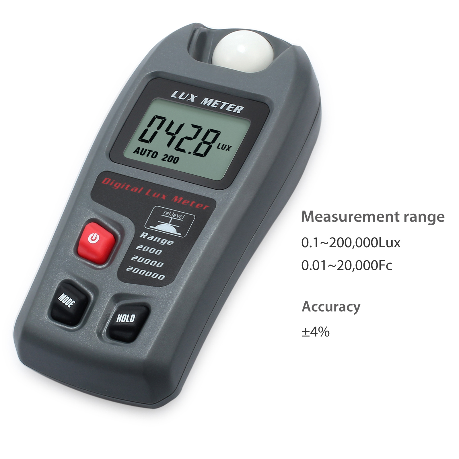 Digital LCD Display Luxmeter Illuminance Light Meter Lux Meter 0.1 ...
