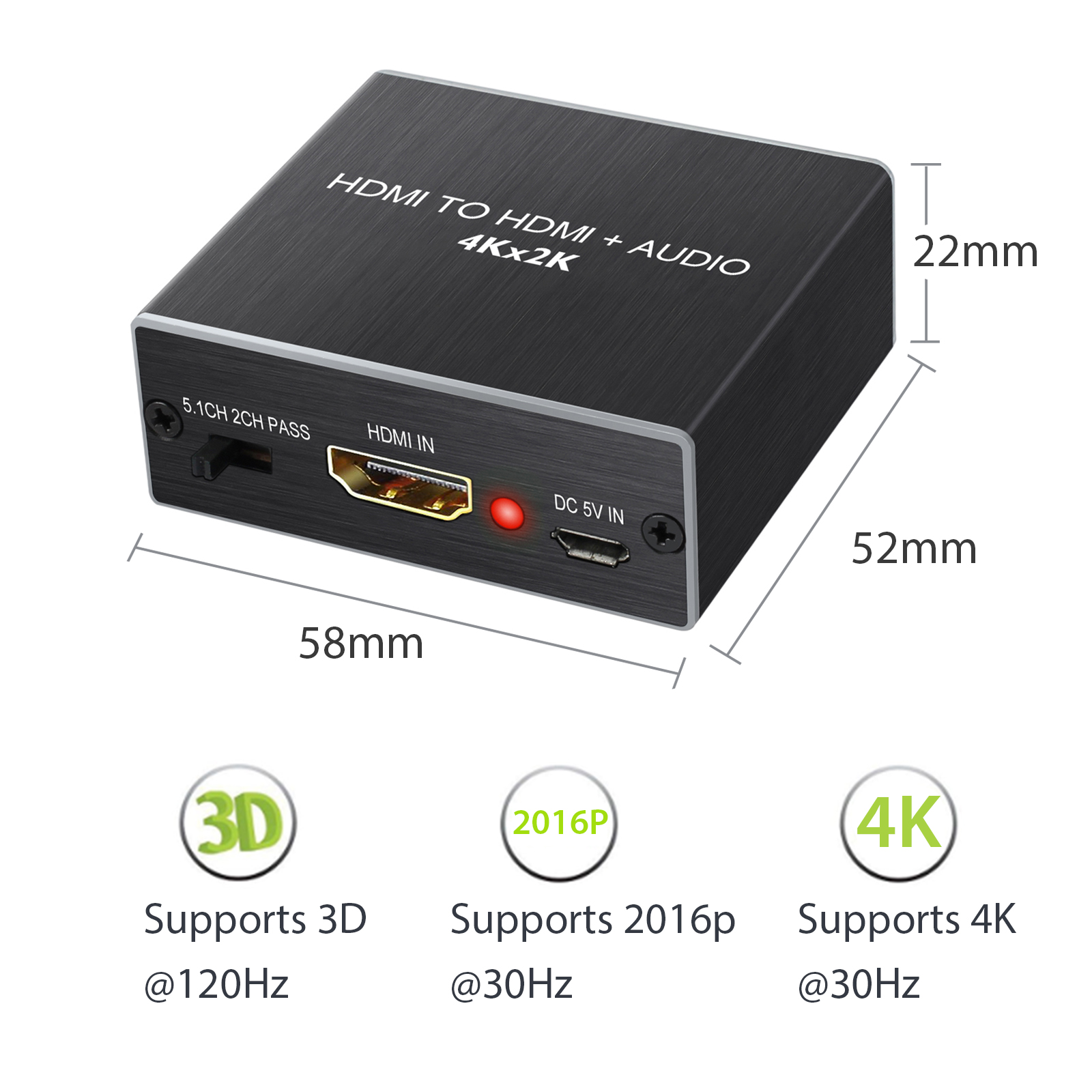 4K 2K HDMI to HDMI and Optical TOSLINK SPDIF 3.5mm Audio Extractor ...