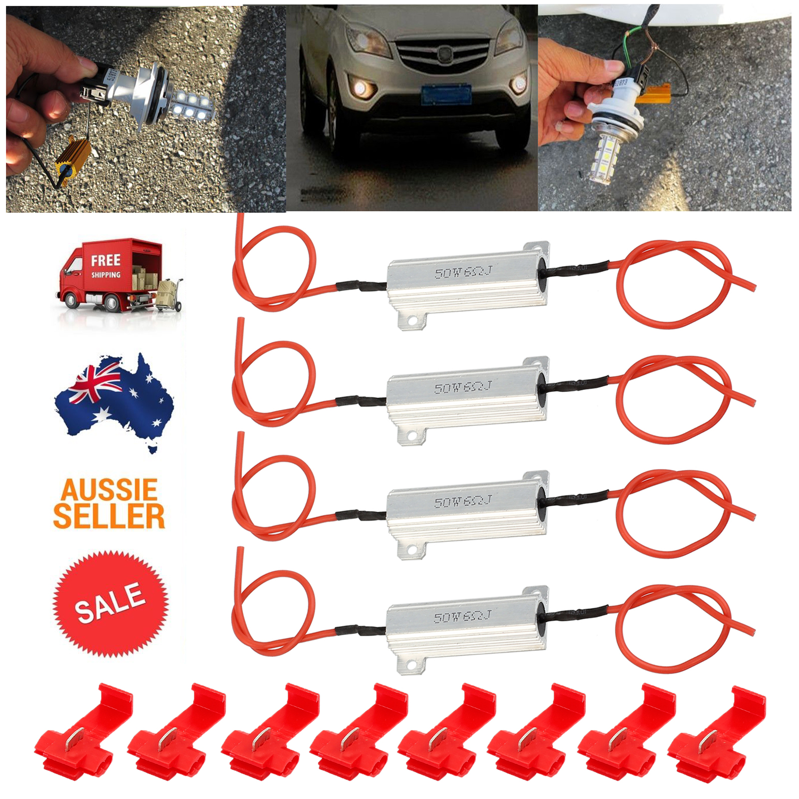 4X LED Load Resistor Indicator Flash Rate Relay Bulbs Ballast Silver