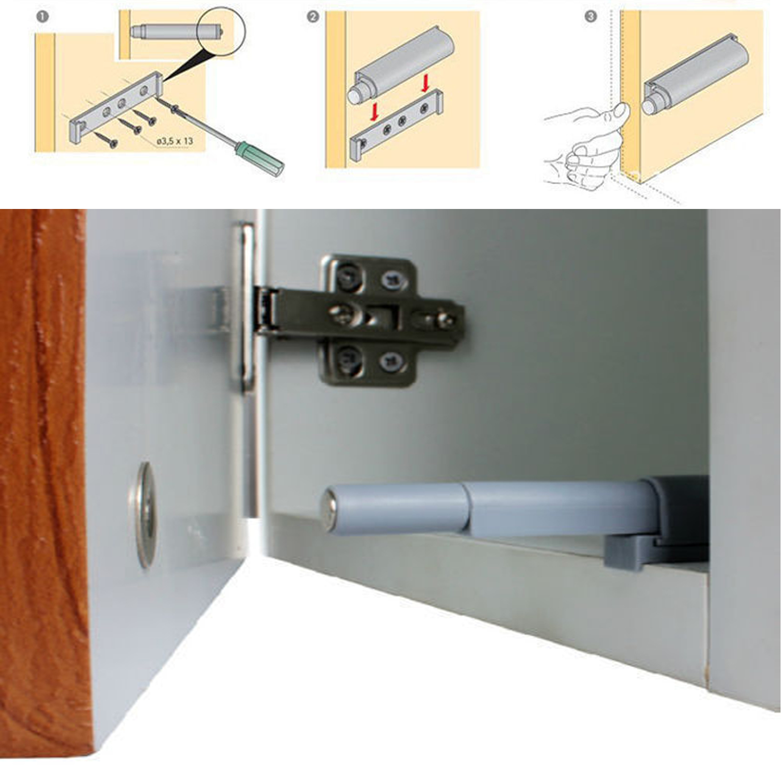 Push open cabinet latch drawer system door 10pcs damper catch buffer set package