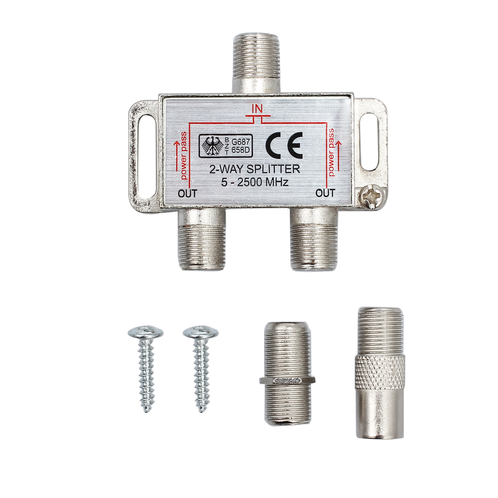 2 Way FType Spliter Cable Connector Lead TV CATV Broadband For Virgin