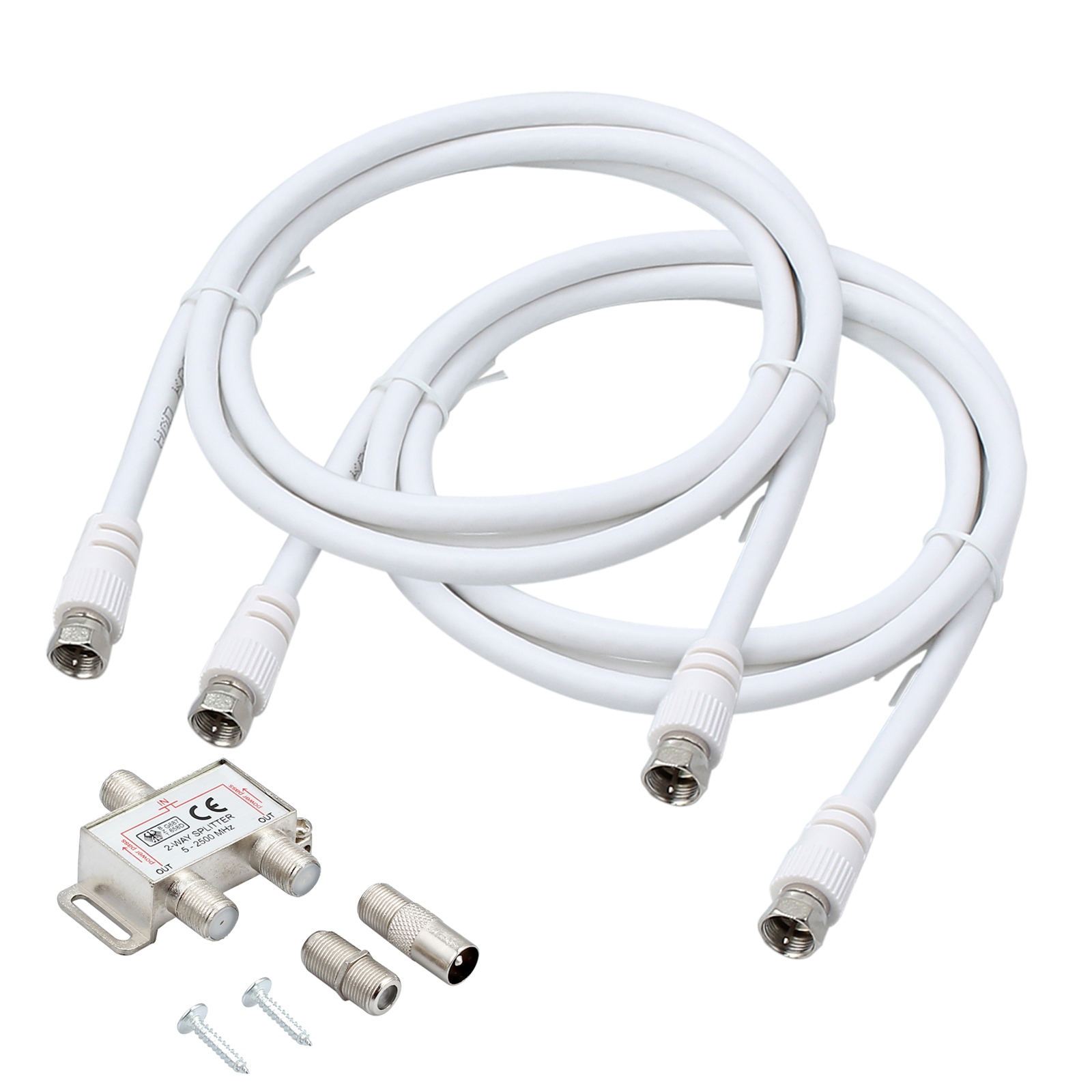 2 Way FType Spliter Cable Connector Lead TV CATV Broadband For Virgin Media TV 753807581981 eBay