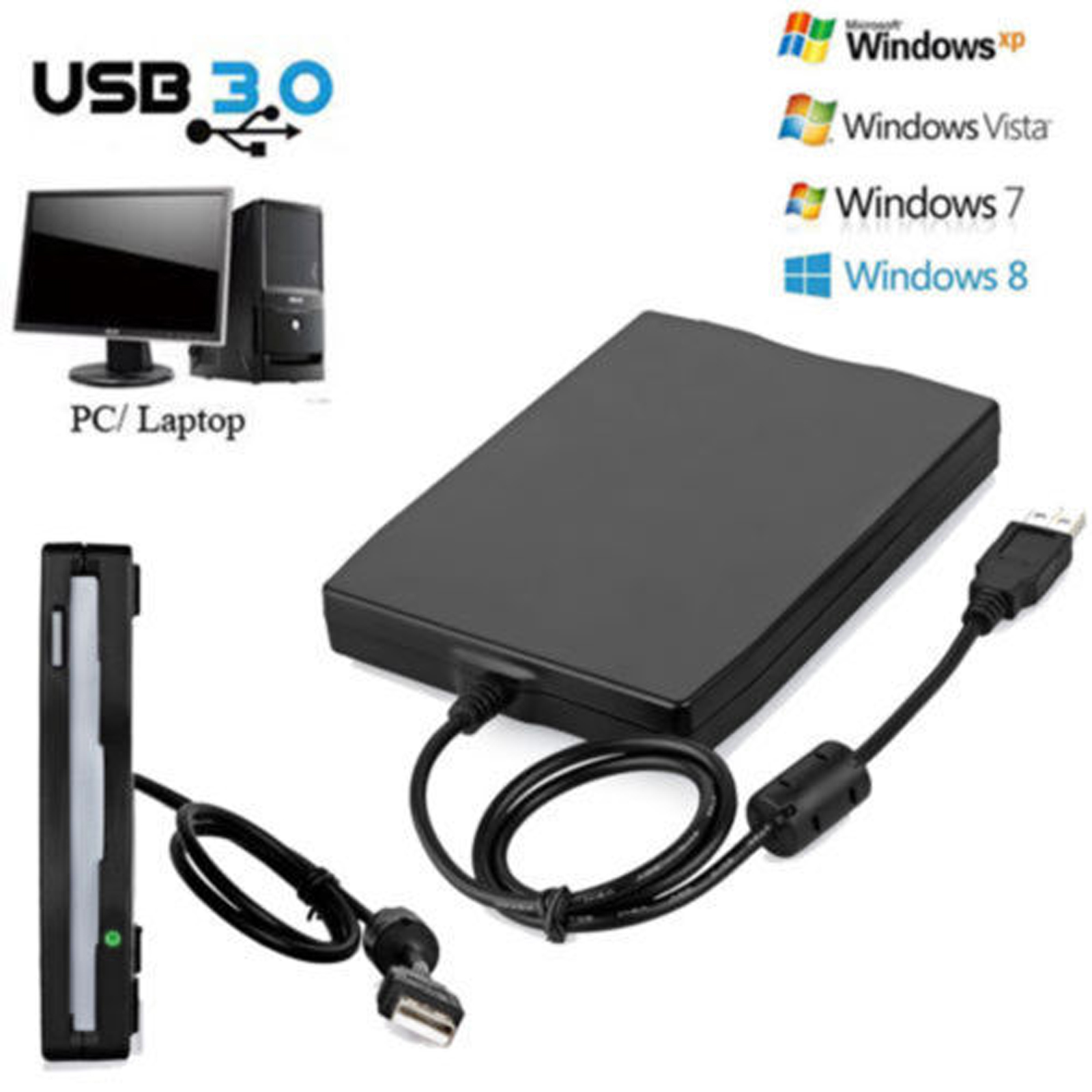 portable USB External Floppy Disk Drive For Laptop PC Win 7 H FDD 3.5