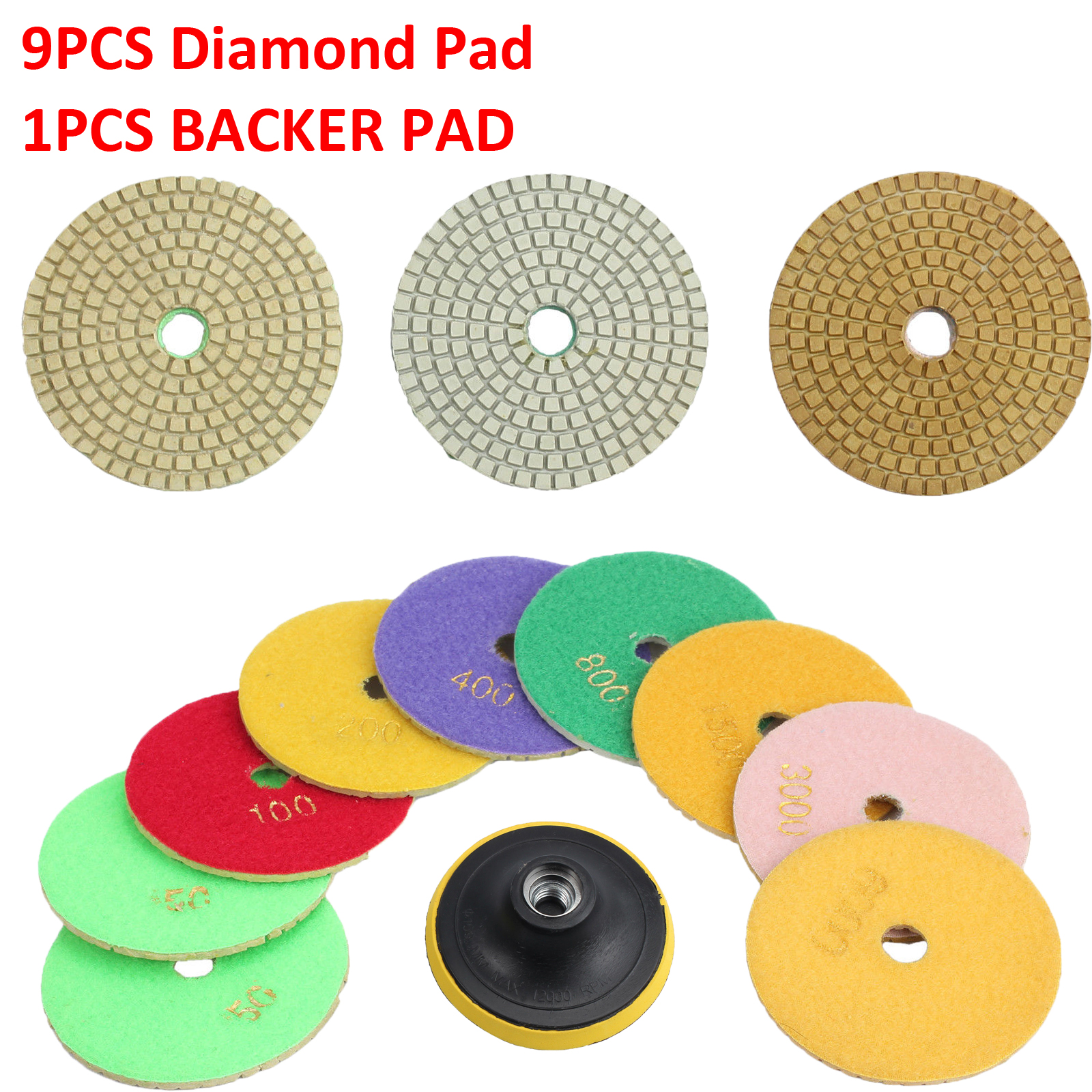 10PCS 4/'/' Inch Diamond Wet//Dry Polishing Pads For Granite Marble Concrete Stone