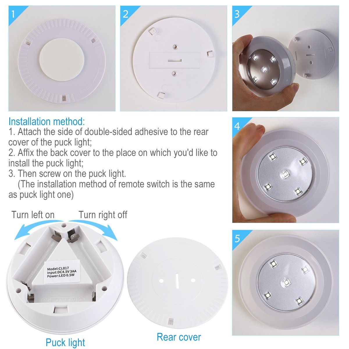 5 LED-Touch Weiß Schrank-Lampe Unterbau-Leuchte Batterie Warmweiß