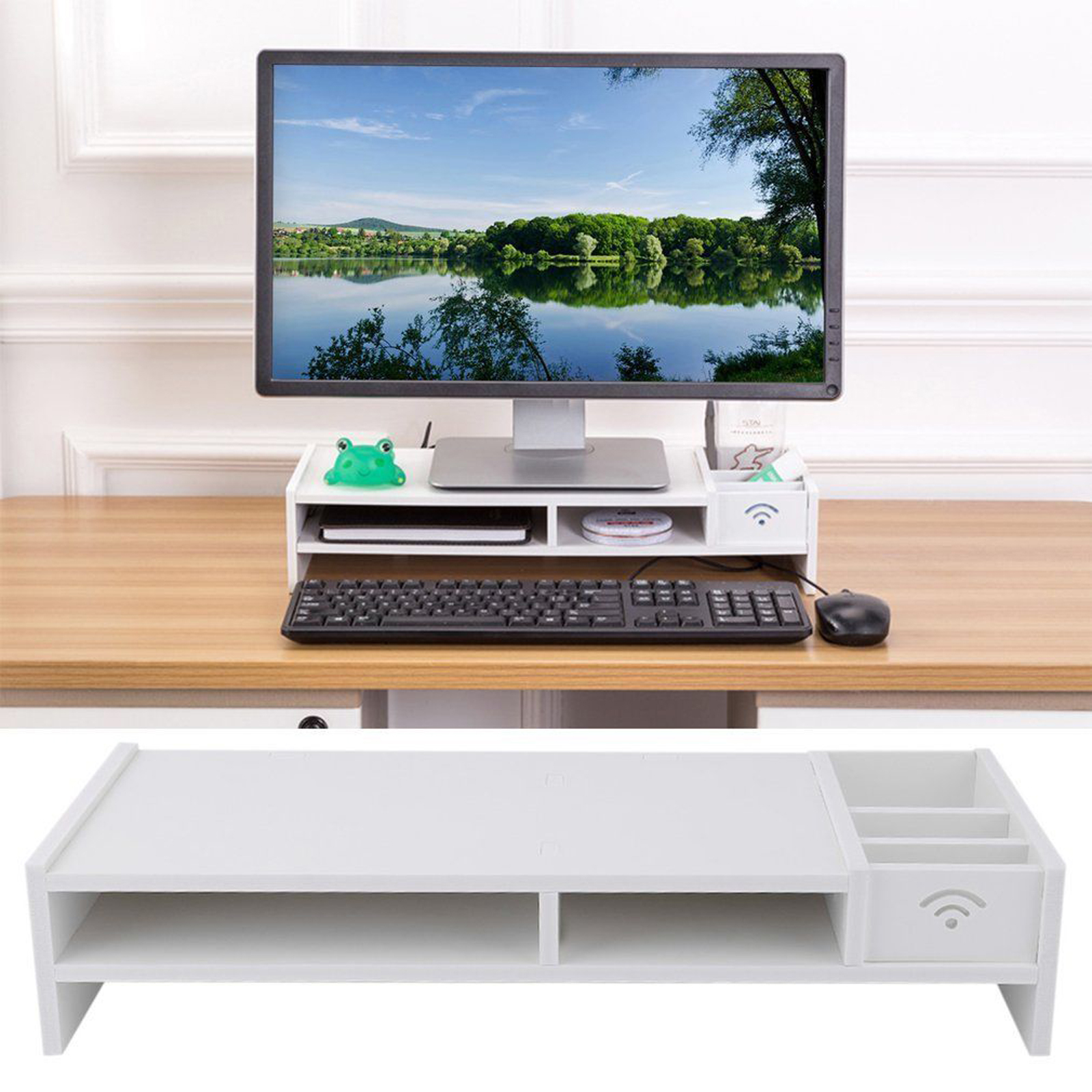 Computer Riser Monitor Stand Tidy Laptop PC TV Screen Desk Storage Printer Rack eBay