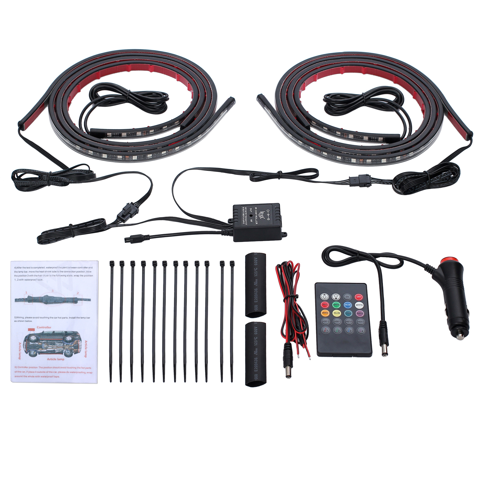 4X LED Strip Light Car Under Underglow System Tube Kit RGB Neon Light 90&60cm eBay