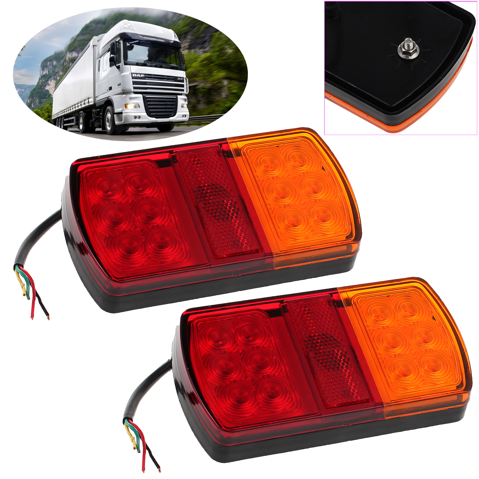 2x 12led Car Stop Brake Tail Lights Waterproof Truck Boat