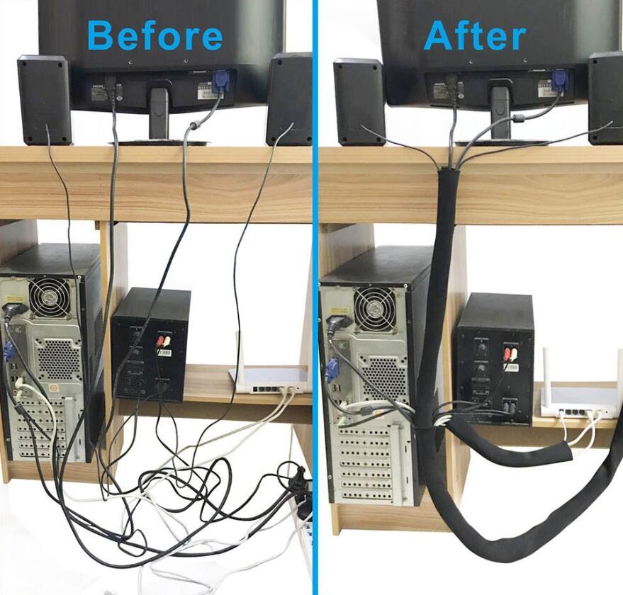 Cable Management Organizer 118" Neoprene Cable Cord Wire Cover Hider