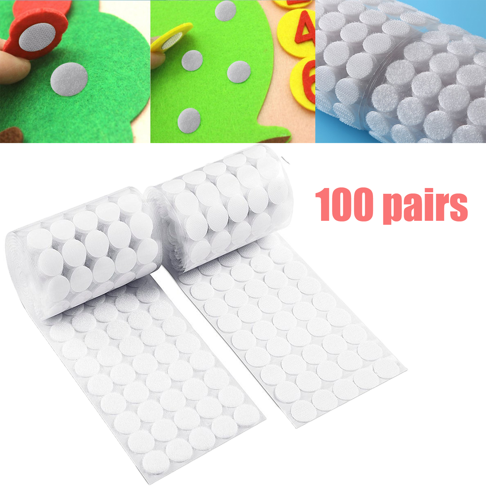 20mm Self Adhesive sticky back coins hook and loop Black//White 50//100Pcs