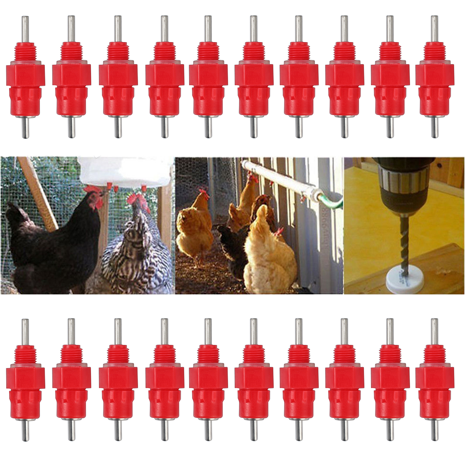 20pcs Chicken Water Feeder Nipple Drinker Valve Waterer Auto Drink