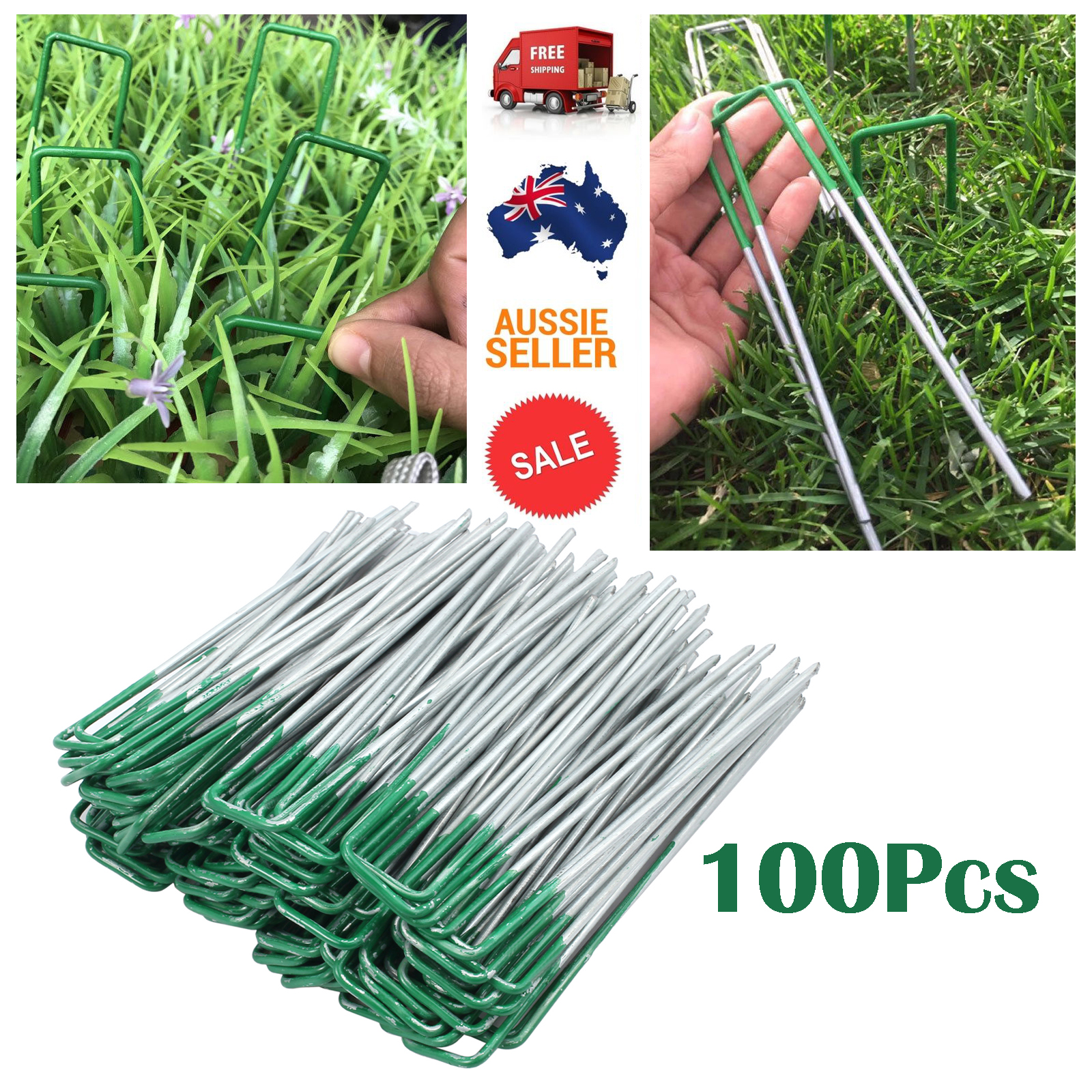 100x 3mm Heavy Duty Anchor Pins Pegs For Weed Mat Turf Pegs Lawn