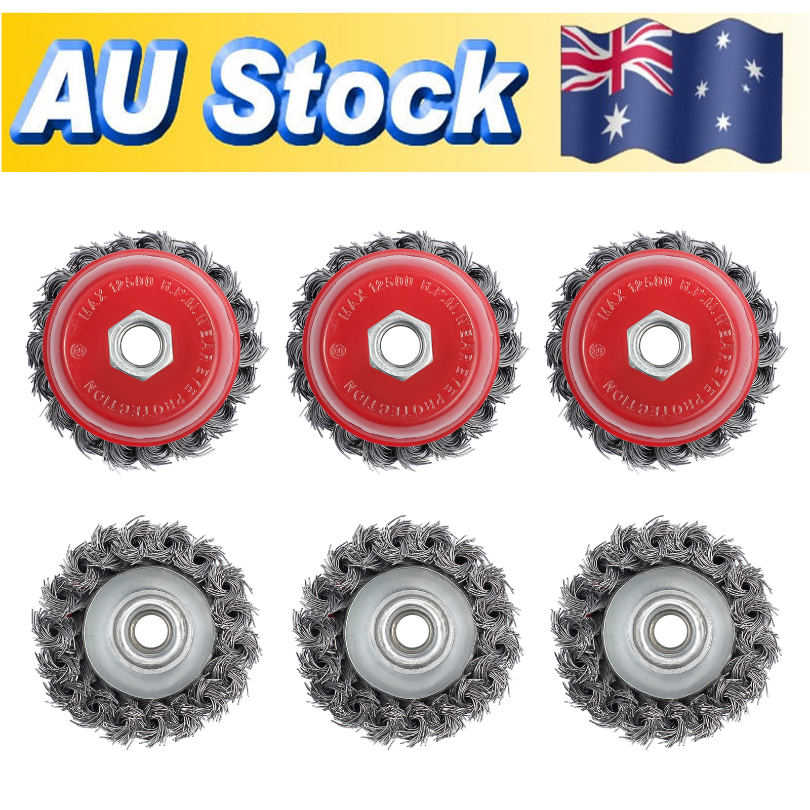 Wire Cup Brush Wheel 3/" for 4-1//2/" 115mm Angle Grinder Twist Knot 6 Pack TE243
