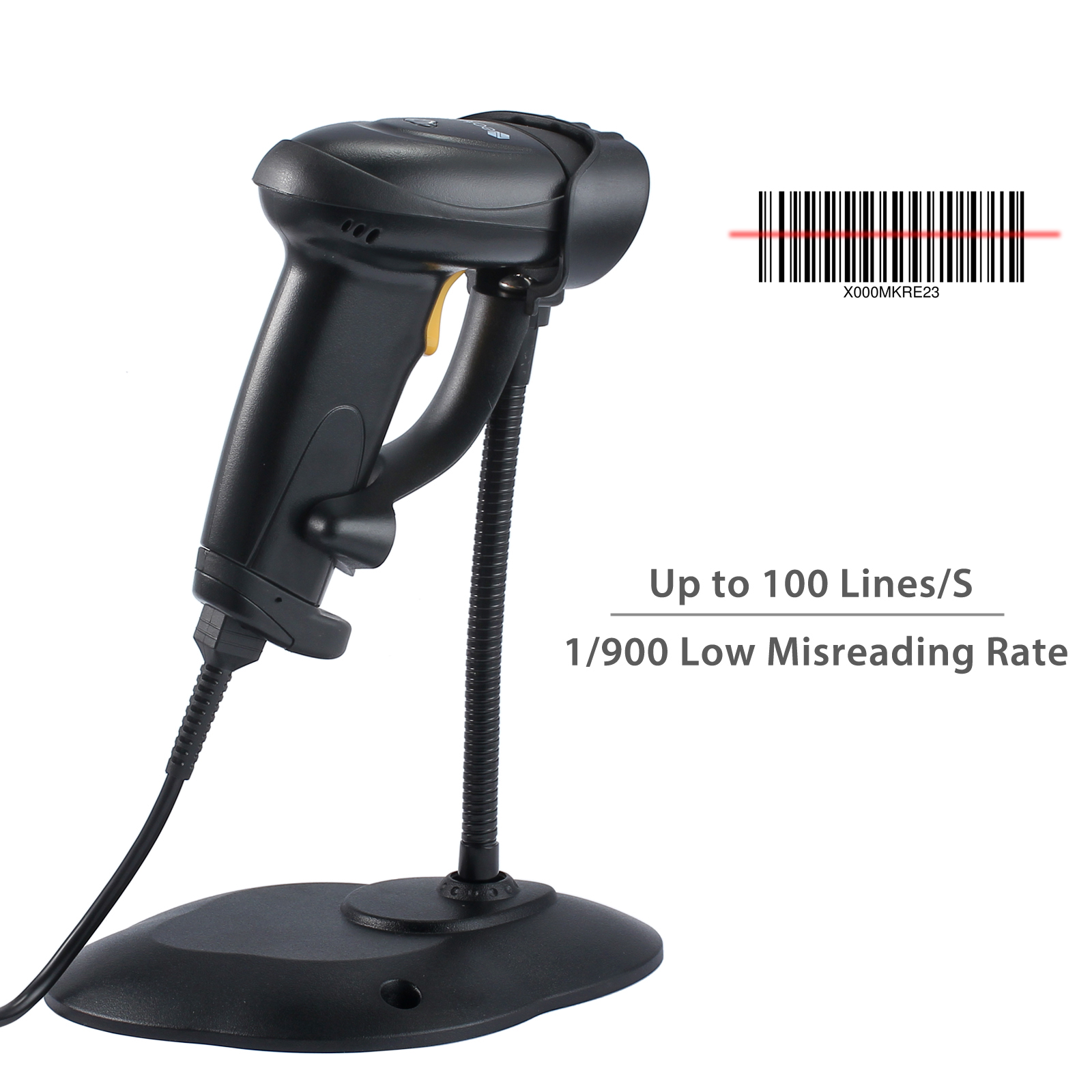 Laser Barcode Scanner USB Automatic Bar Code Scan Reader With Stand