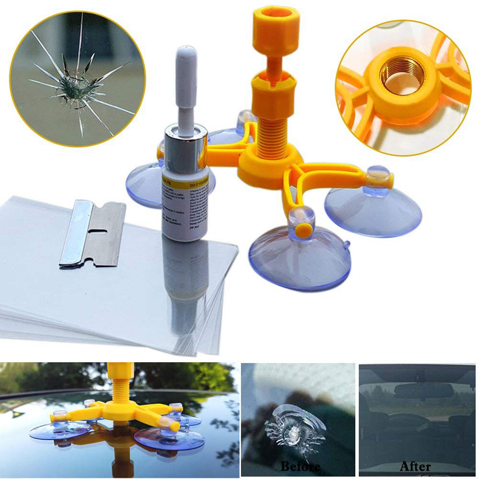 Windshield Windscreen Repair Tool Set DIY Car Wind Screen Glass Chip