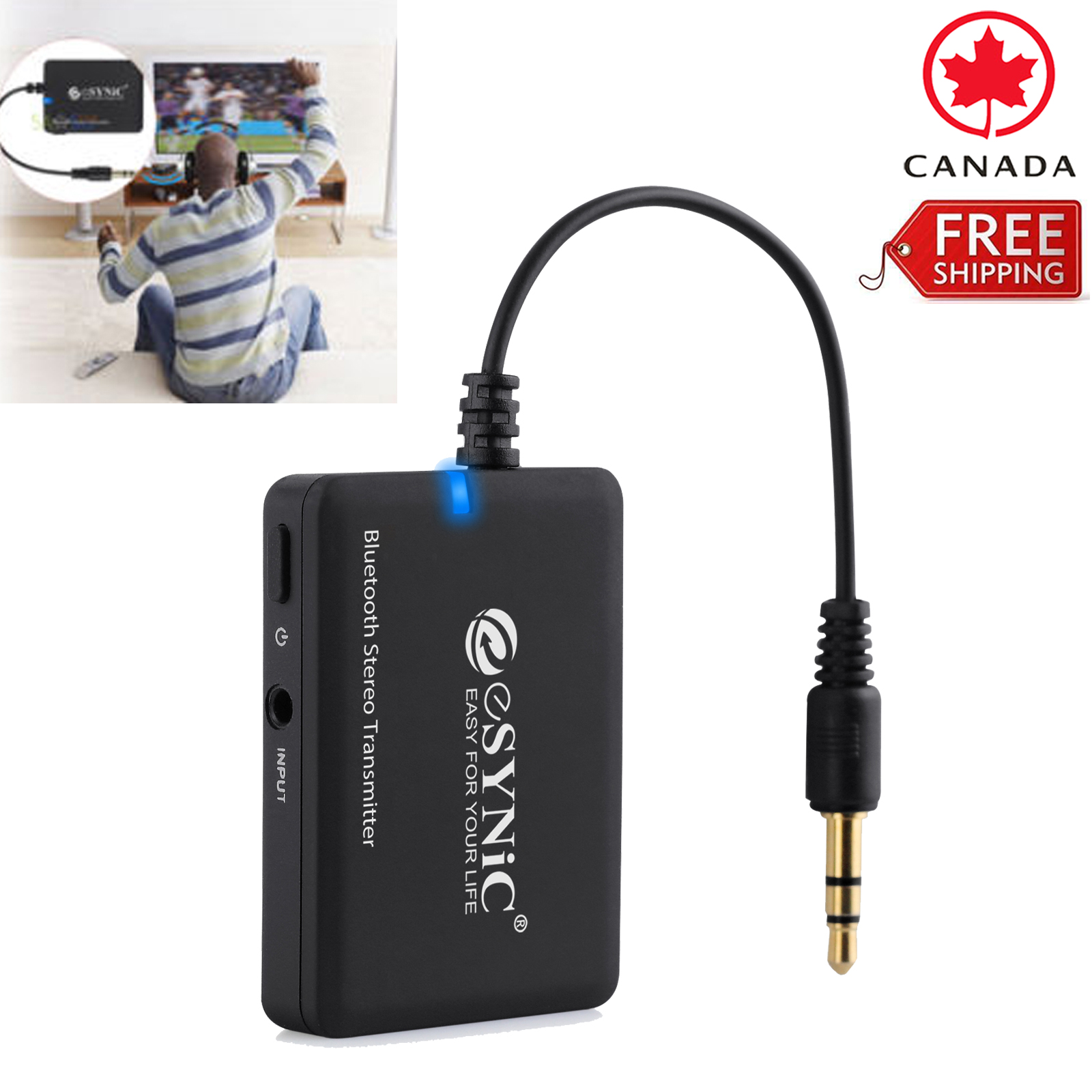 Wireless Bluetooth Transmitter Stereo Music Audio Adapter 3.5mm For TV PC MY