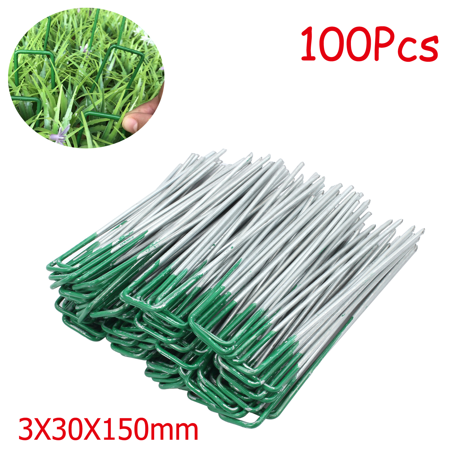 100X Heavy Duty Anchor Pins UType Pegs for Weed Mat Turf Peg Lawn Weed