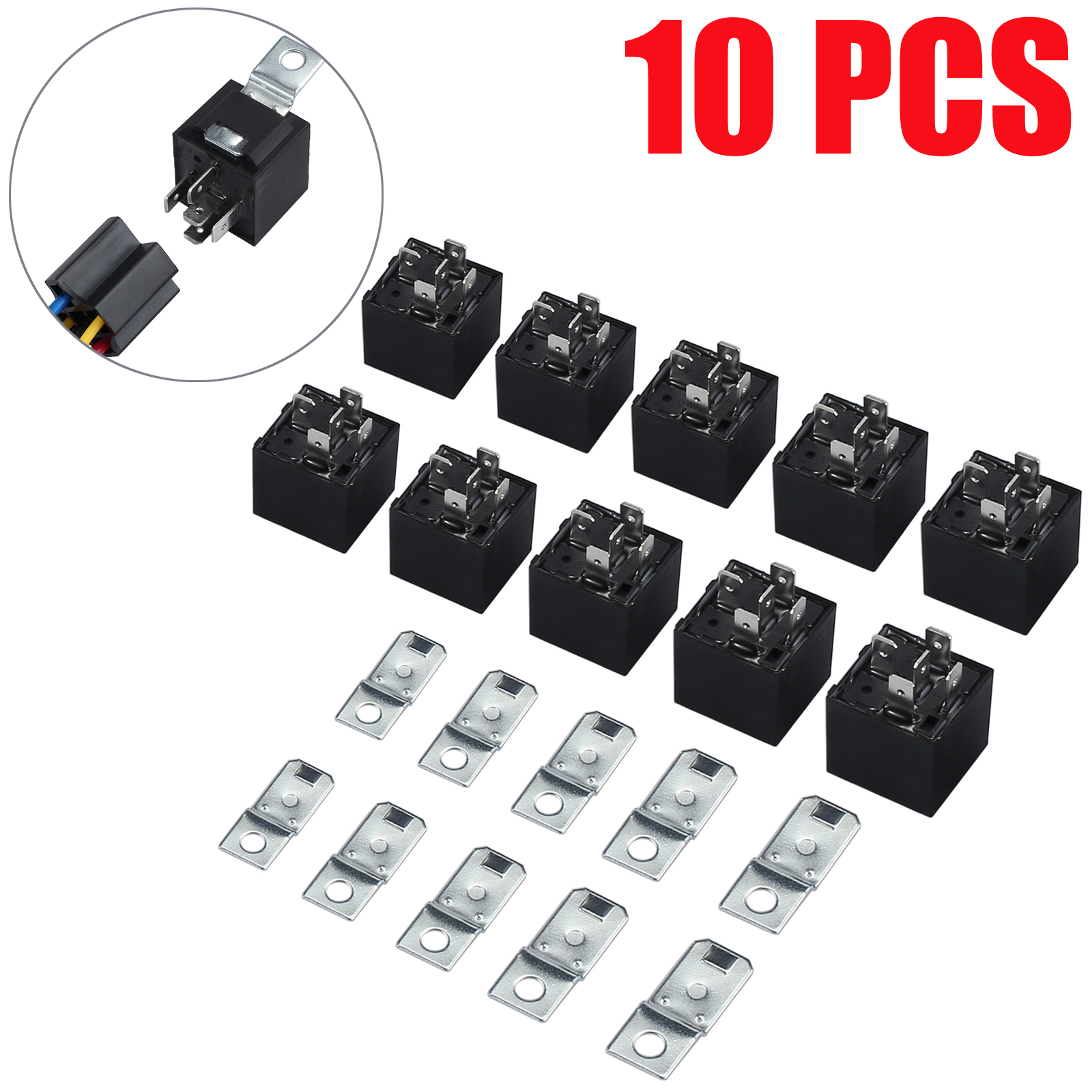 10X 12V 12 Volt DC 40A AMP Relay & Socket SPDT 5Pin For Vehicle Car