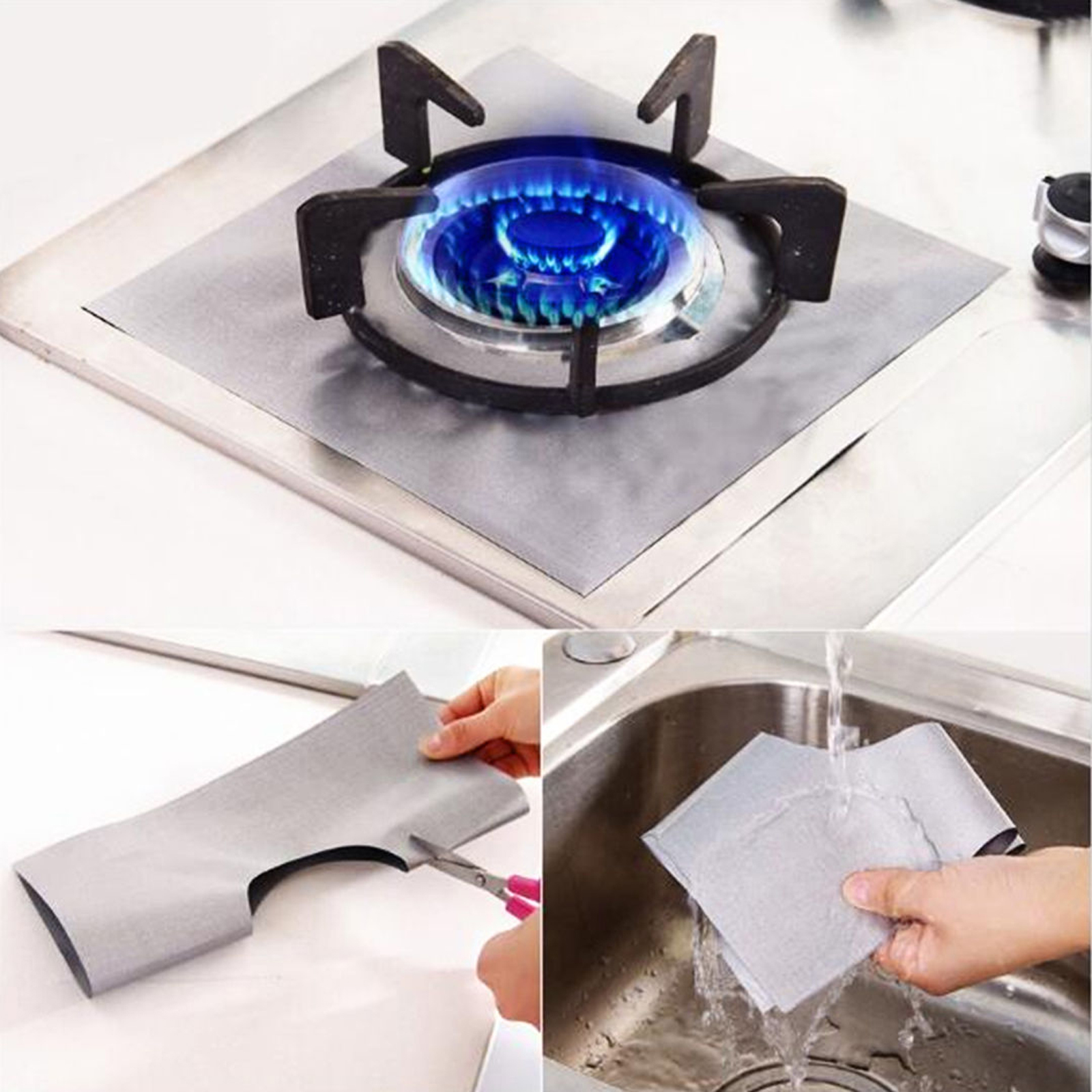 8 Gas Range Stove Top Burner Protector Reusable Liner Clean Cook Non